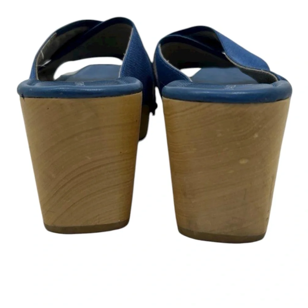 Donald J. Pliner Carra Blue Denim Studded Platform Wedge Summer Sandals 8.5